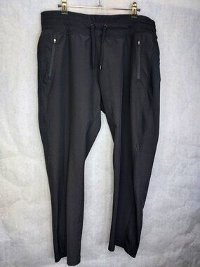 IC BY CONNIE K Jogger Pants Women’s L Black Pull On Flat Front Sporty Athleisure